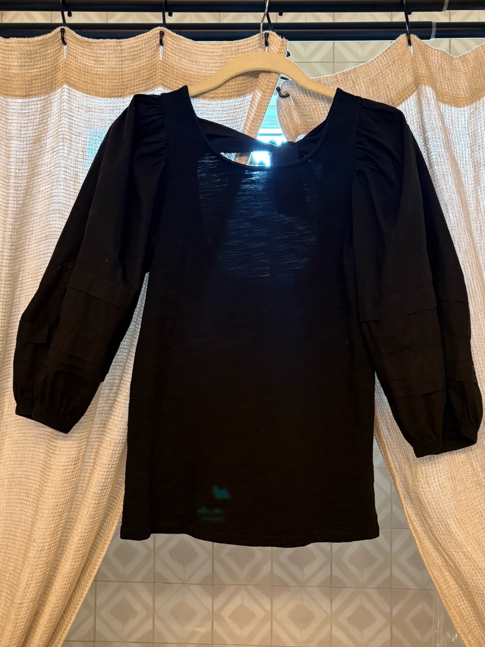 Nation LTD Black Puff-Sleeve Long Sleeve Top